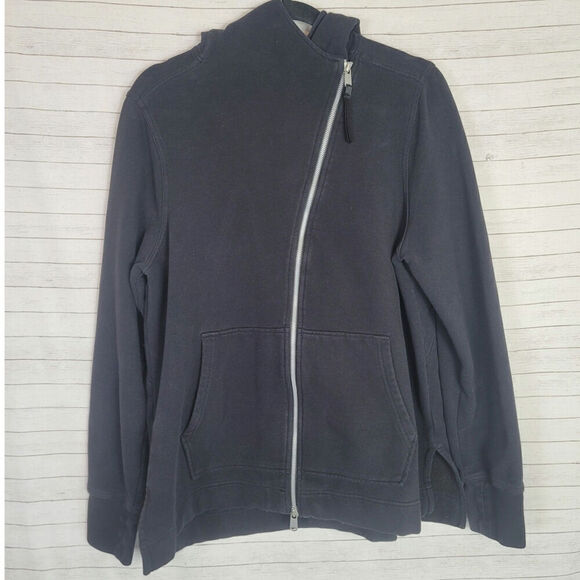 ATHLETA Retroplush Zip Sweatshirt Hoodie in Black, sz Large - Picture 1 of 14